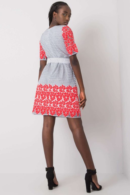 Šedočervené vzorované šaty Káťa