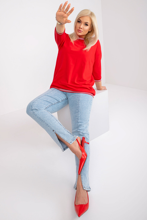 Červená perlová bavlněná halenka...