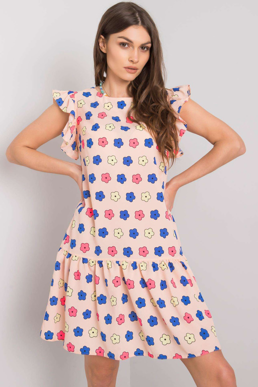 Světle růžové šaty s volánem Eria