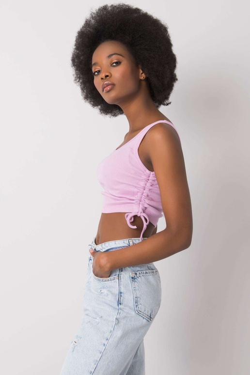 Světle fialový crop top s lemy...