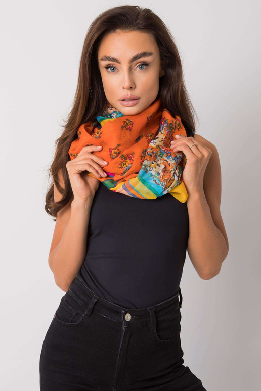 Oranžový viskózový pléd se vzory