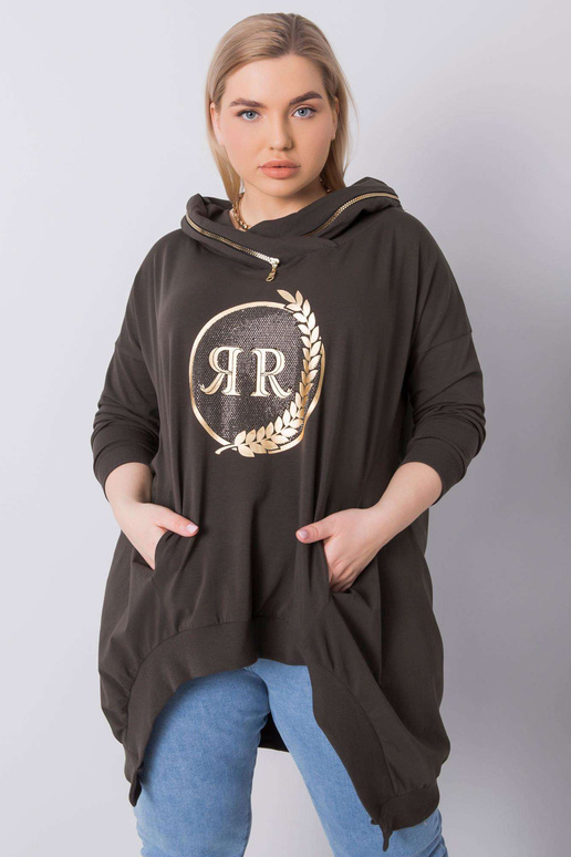 Tmavá khaki velká fantasy mikina s...