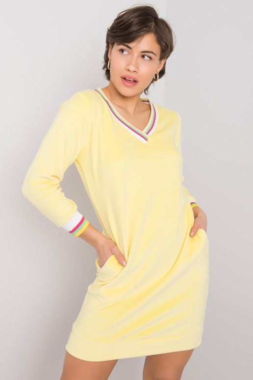 Žluté velurové šaty Aspen RUE PARIS