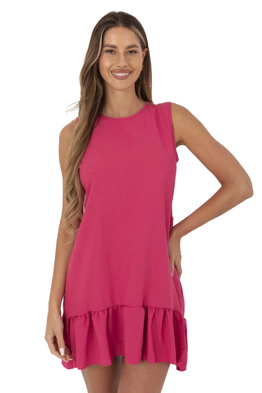 Andre RUE PARIS Růžové volánové šaty