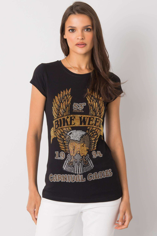 Černé tričko s aplikací Haley