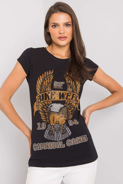 Černé tričko s aplikací Haley