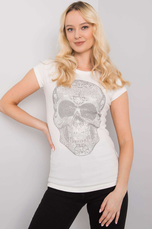 Ecru tričko s aplikací Skull