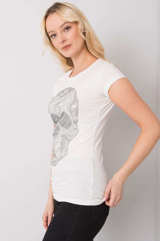 Ecru tričko s aplikací Skull