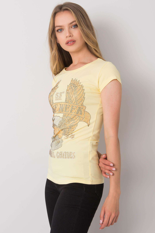 Světle žluté tričko s aplikací Haley