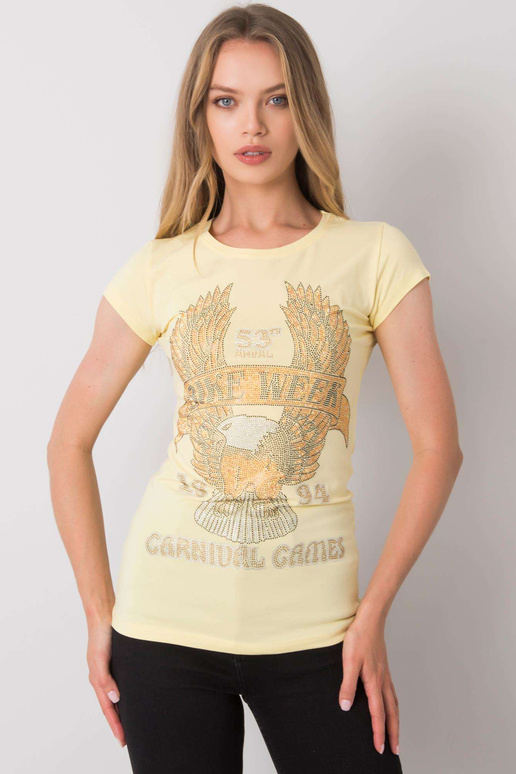 Světle žluté tričko s aplikací Haley