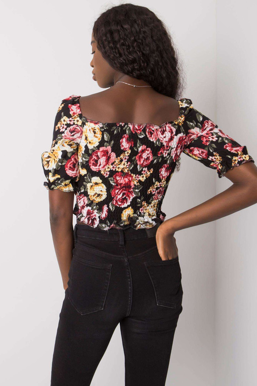 Černá halenka s květy Laquinta RUE PARIS