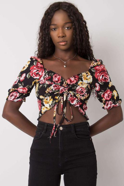 Černá halenka s květy Laquinta RUE PARIS