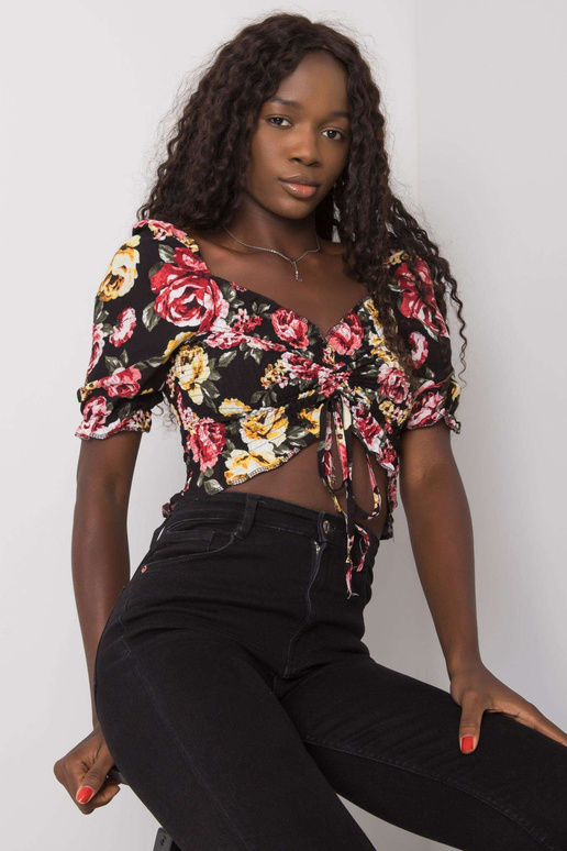 Černá halenka s květy Laquinta RUE PARIS