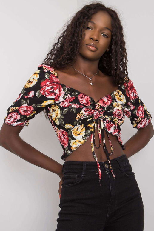 Černá halenka s květy Laquinta RUE PARIS