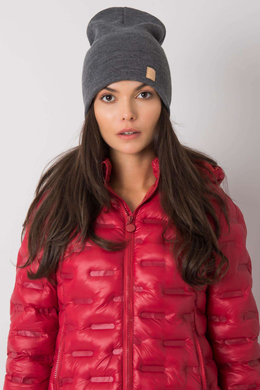 Tmavě šedá dámská čepice s čepicí