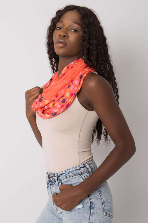 Oranžový dámský šátek v tečkách