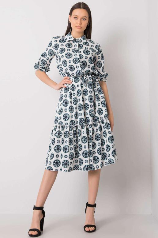 Bílé a mátové šaty s potisky Avelina