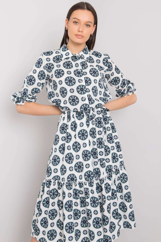 Bílé a mátové šaty s potisky Avelina