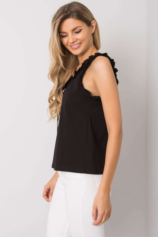 Černý top s volánky Sarai RUE PARIS