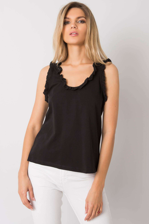 Černý top s volánky Sarai RUE PARIS