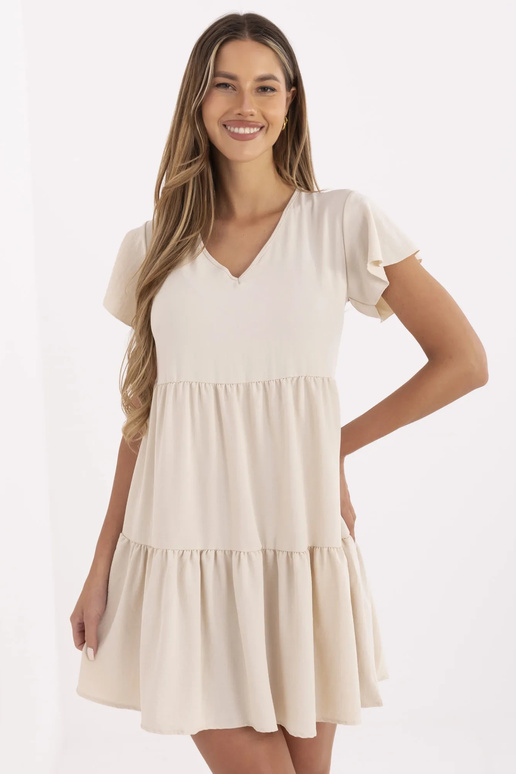 Béžové šaty s volánem Manette RUE PARIS