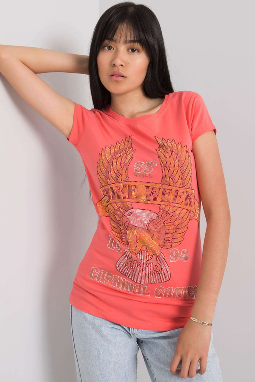 Korálové tričko s aplikací Haley