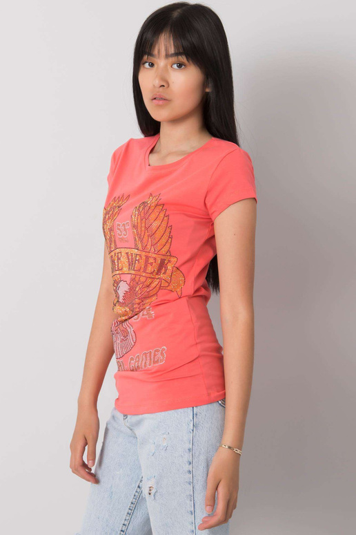 Korálové tričko s aplikací Haley