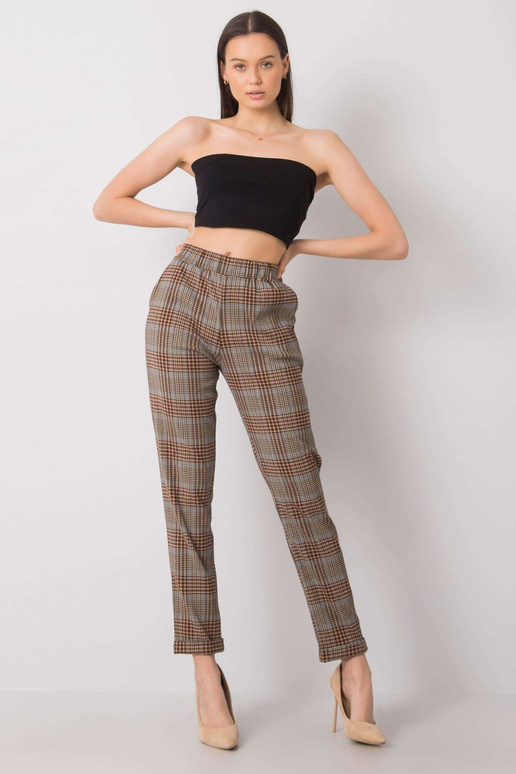 Hnědé kostkované kalhoty Araminta