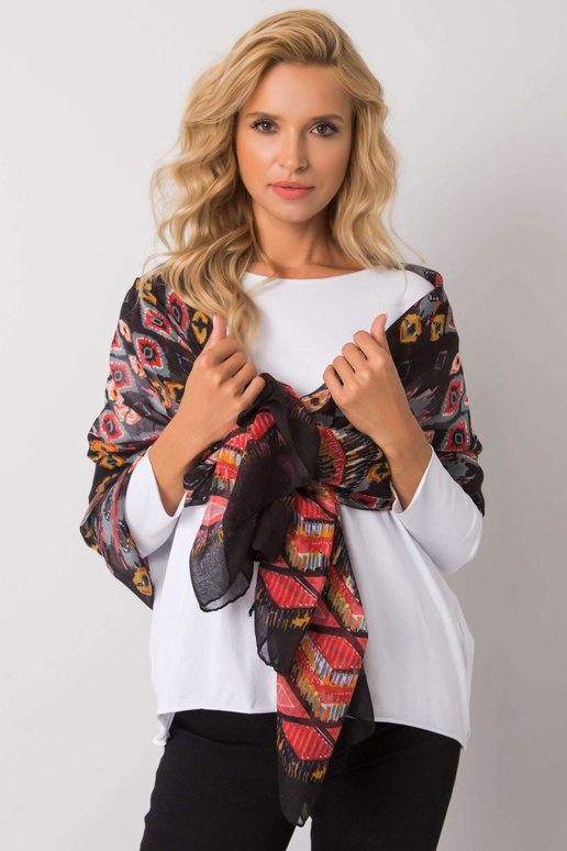 Dámský šátek s černo-červeným vzorem