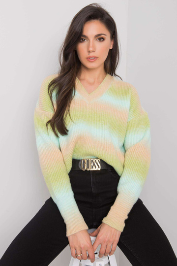 Zeleno-béžový ombre svetr... 2