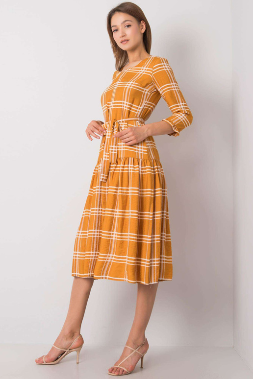Giana hořčičné kostkované šaty