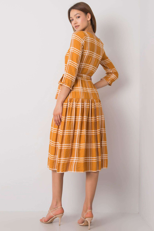 Giana hořčičné kostkované šaty