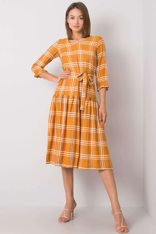 Giana hořčičné kostkované šaty