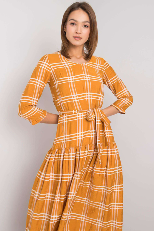 Giana hořčičné kostkované šaty