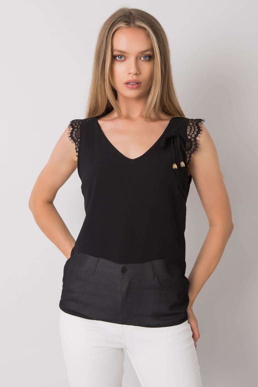 Černý safírový krajkový top