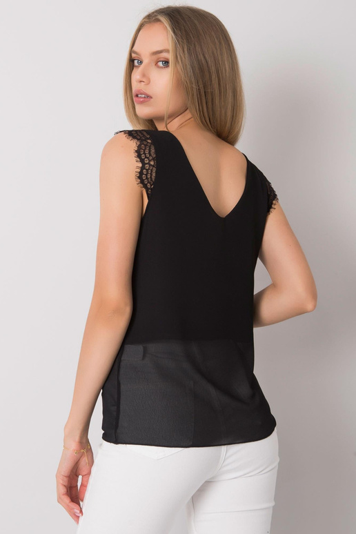 Černý safírový krajkový top