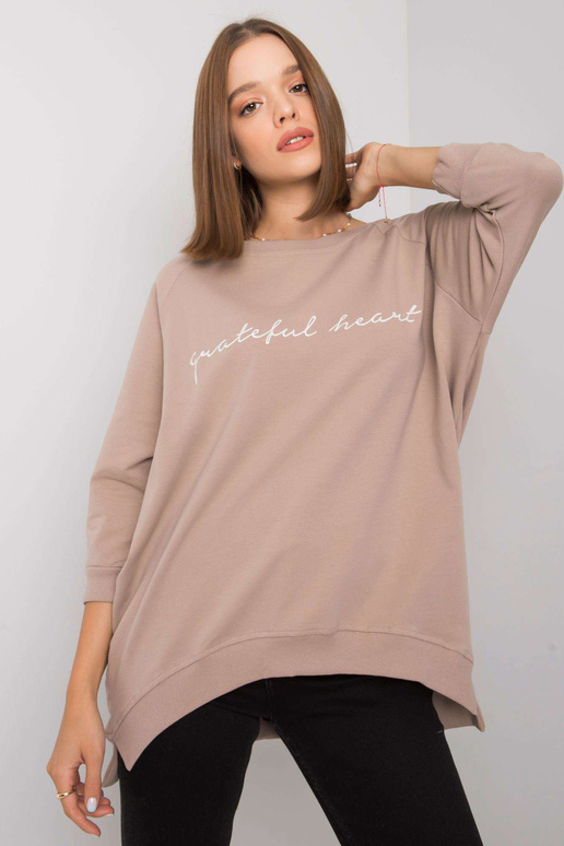 Tmavě béžová mikina pro ženy bez...