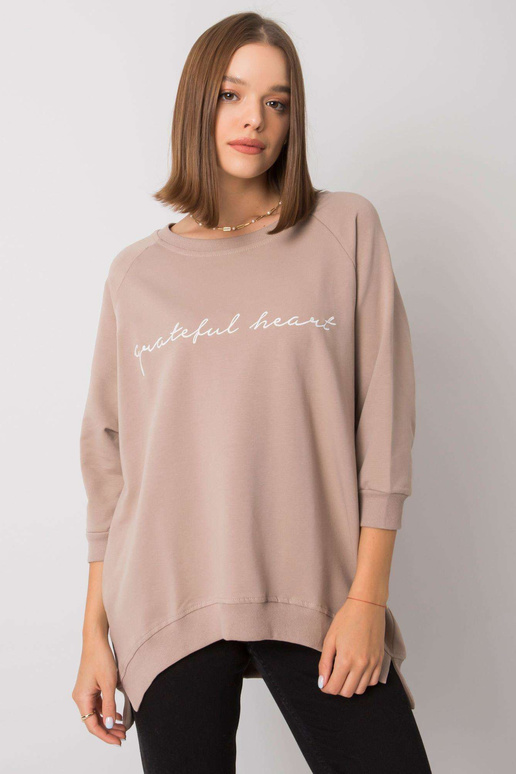 Tmavě béžová mikina pro ženy bez...