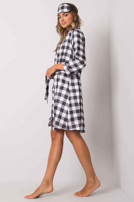 Bílo-černá třídílná kostkovaná noční...