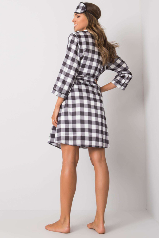 Bílo-černá třídílná kostkovaná noční...