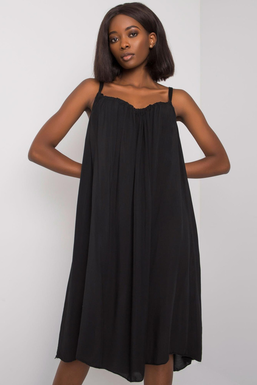 Černé šaty na ramínka Polinne OCH BELLA Černé šaty na ramínka Polinne OCH BELLA