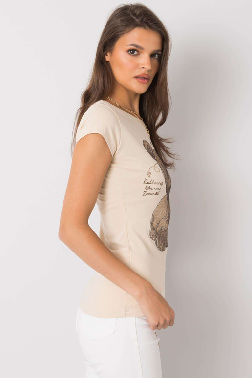 Béžové tričko s nášivkou Misha