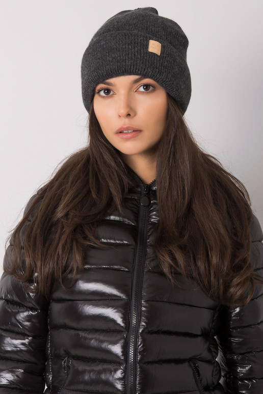 Tmavě šedá dámská čepice s čepicí