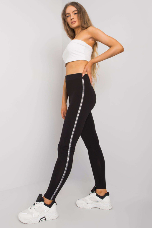 Černostříbrné bavlněné legíny Naila...