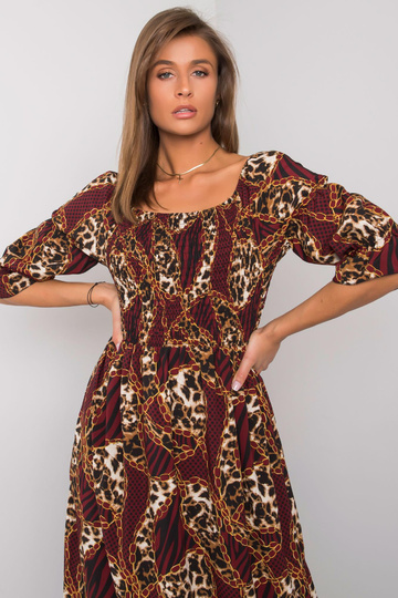 Vínové maxi šaty s volánem... 2