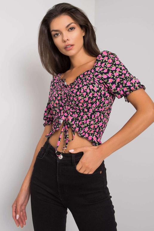 Černá halenka s květinami Kami RUE PARIS