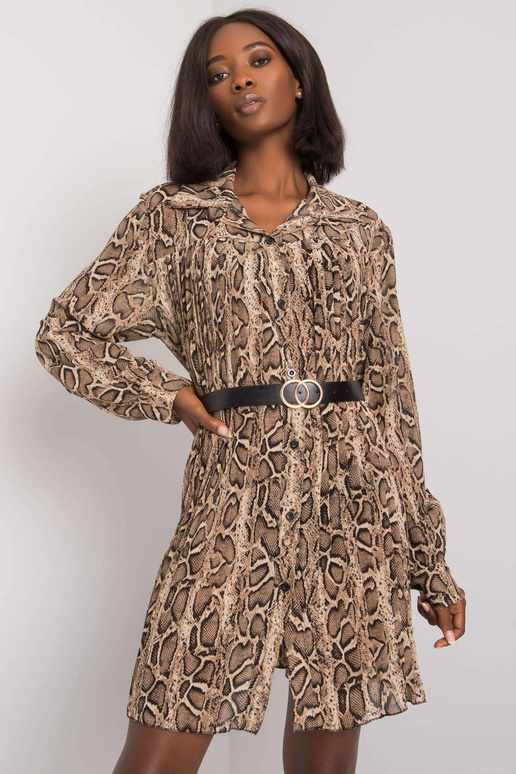 Béžové a černé plisované šaty Aishan