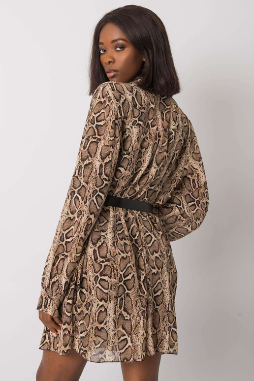 Béžové a černé plisované šaty Aishan