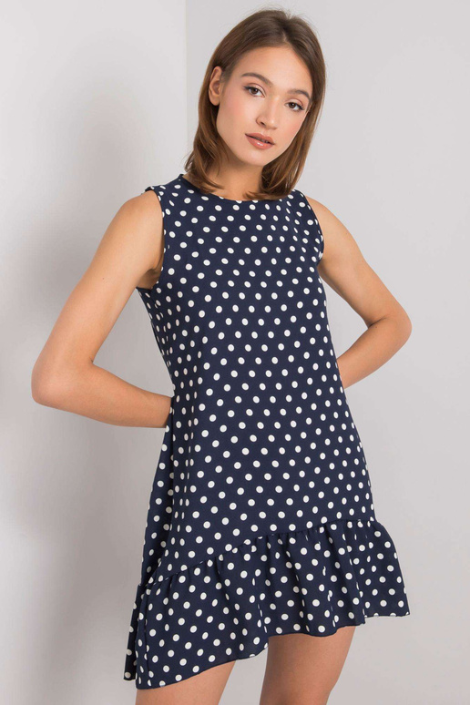 Tmavě modré puntíkované šaty...