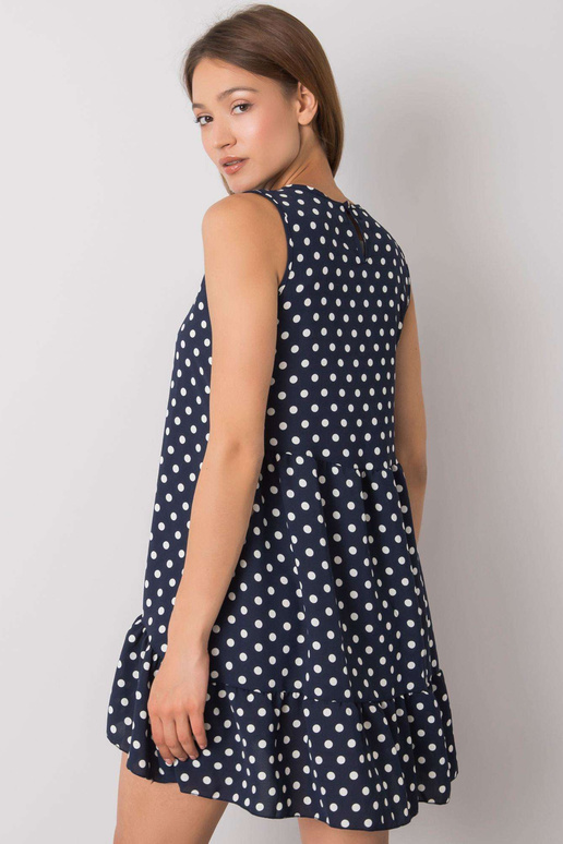 Tmavě modré puntíkované šaty...